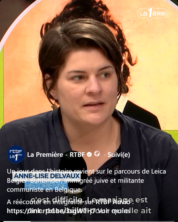 Anne-Lise Delvaux et catherine buhbinder sur la RTBF 1ere pour l&rsquo;émission « Un jour dans l&rsquo;histoire » afin d&rsquo;évoquer le livre « L&rsquo;audace de vivre » de Leica Beigler-Buhbinder
