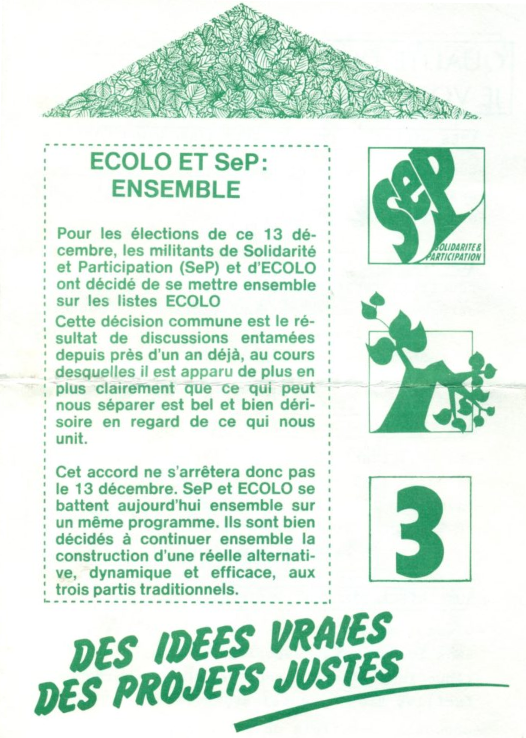 Solidarité et Participation et Écolo : destins croisés